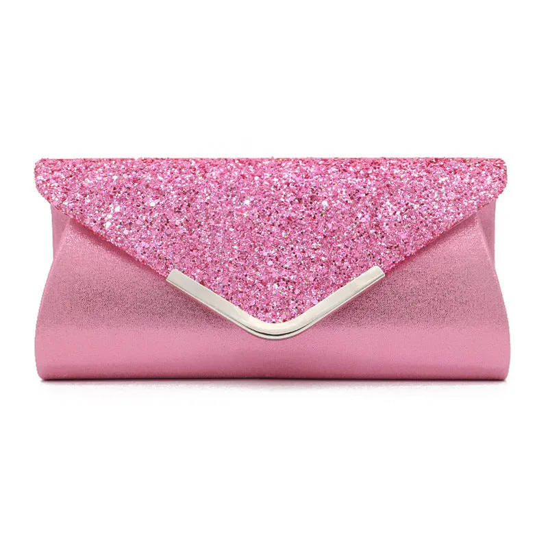 Fashion PU sequined women's bag in horizontal square shape with sequin finish, 25cm length, 12cm height, 5cm width