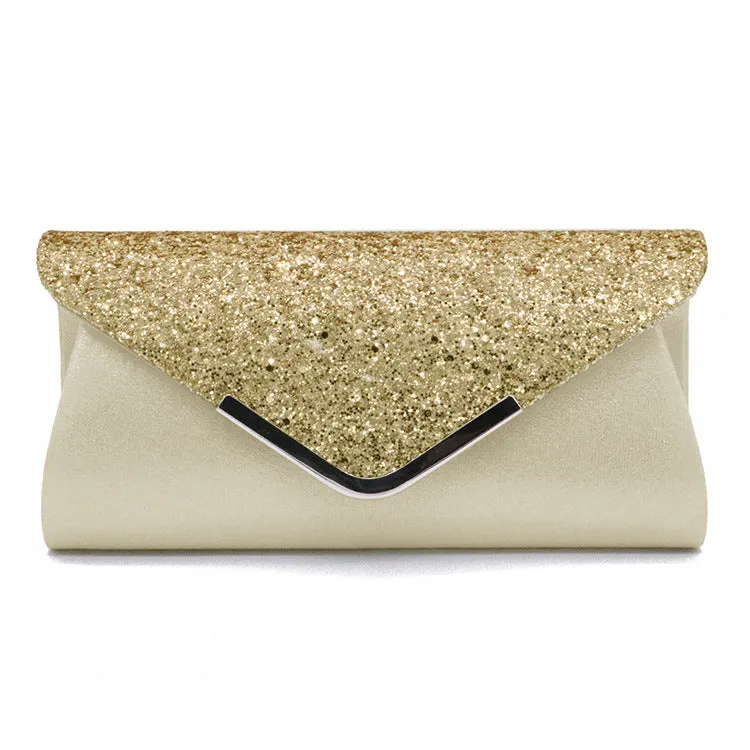 Fashion PU sequined women's bag in horizontal square shape with sequin finish, 25cm length, 12cm height, 5cm width