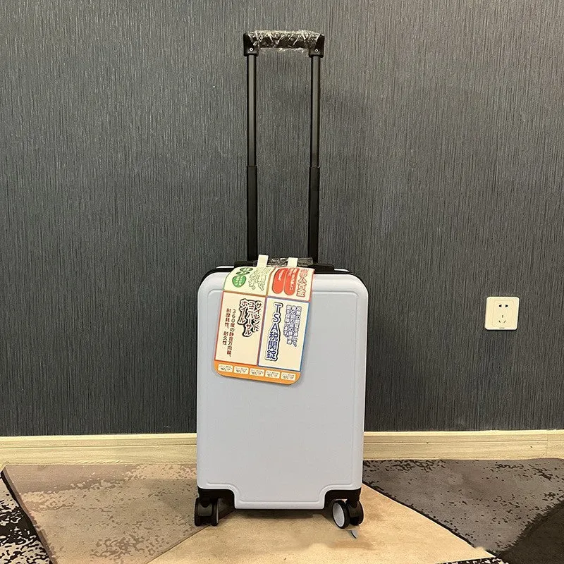 Ultra-light mute universal wheel draw-bar luggage in ABS PC material, 20 inch, black colour, shown on floor