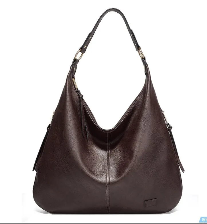 Women's large casual shoulder tote bag in plain style with car suture detail, available in multiple colours