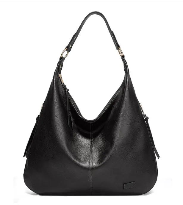 Women's large casual shoulder tote bag in plain style with car suture detail, available in multiple colours