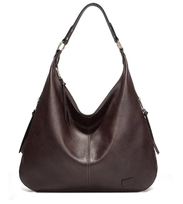 Women's large casual shoulder tote bag in plain style with car suture detail, available in multiple colours