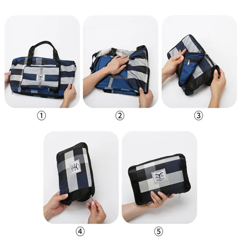 Foldable travel duffel bag waterproof Oxford cloth dry wet separation black