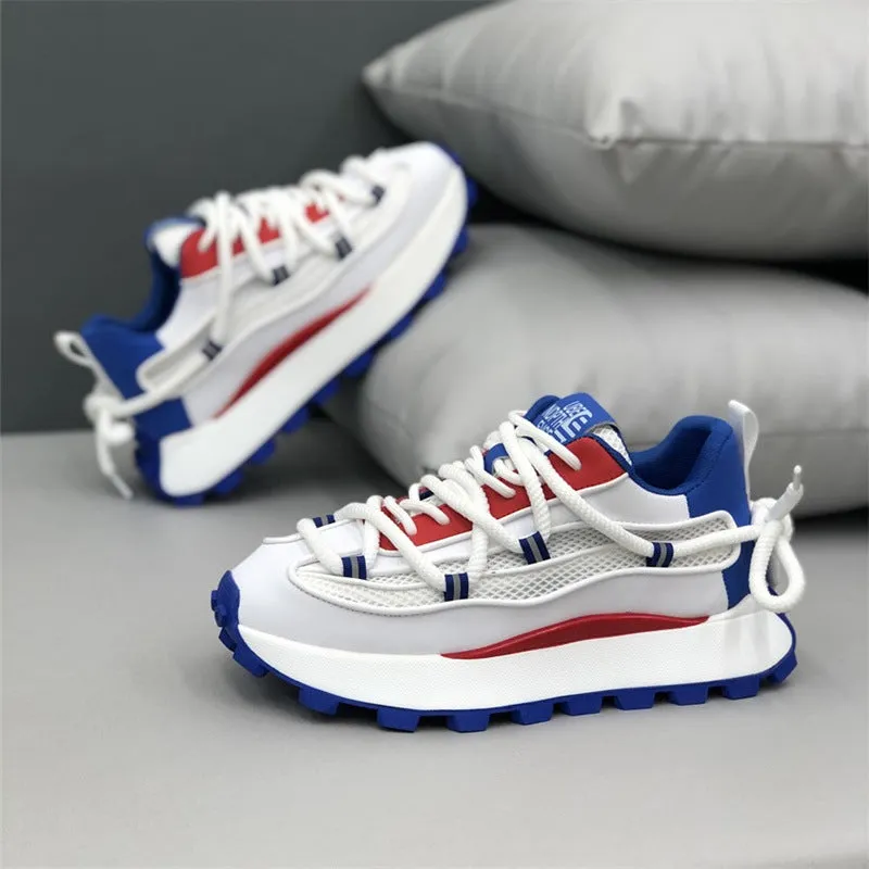 Height increasing casual board shoes white colour breathable mesh upper rubber sole elastic band