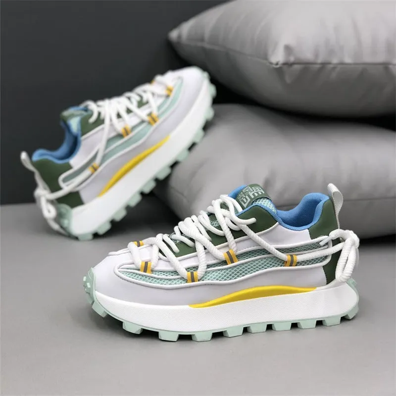Height increasing casual board shoes white colour breathable mesh upper rubber sole elastic band