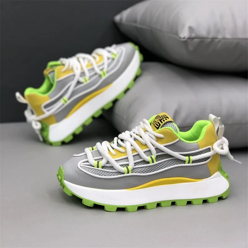 Height increasing casual board shoes white colour breathable mesh upper rubber sole elastic band