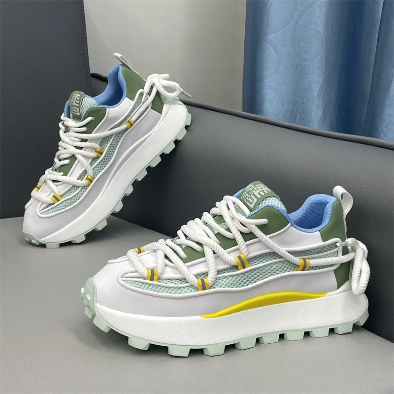 Height increasing casual board shoes white colour breathable mesh upper rubber sole elastic band