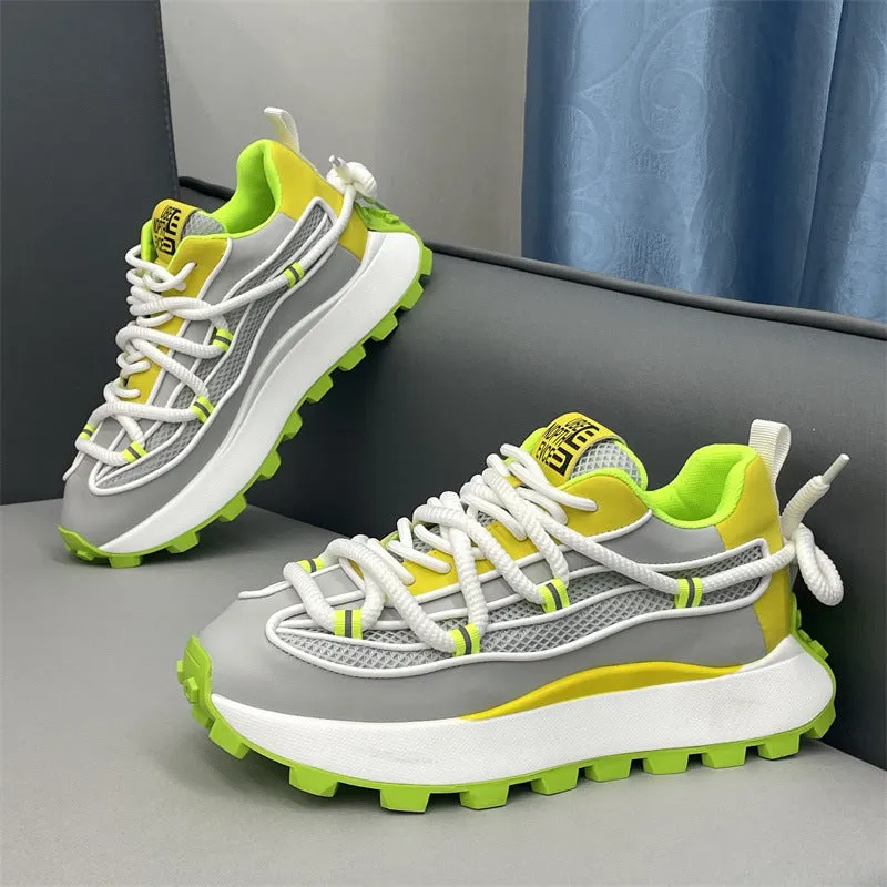 Height increasing casual board shoes white colour breathable mesh upper rubber sole elastic band