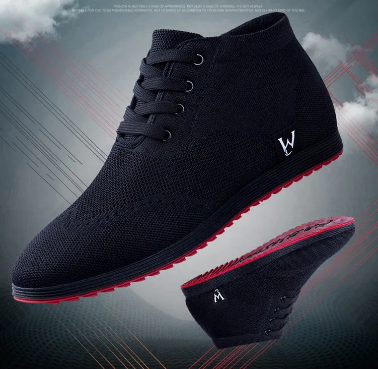 Men's casual breathable canvas shoes in solid black with lace-up front, size 38-45