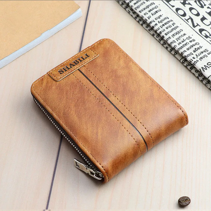 Fashion large capacity horizontal PU leather zipper wallet in deep coffee colour with multiple compartments