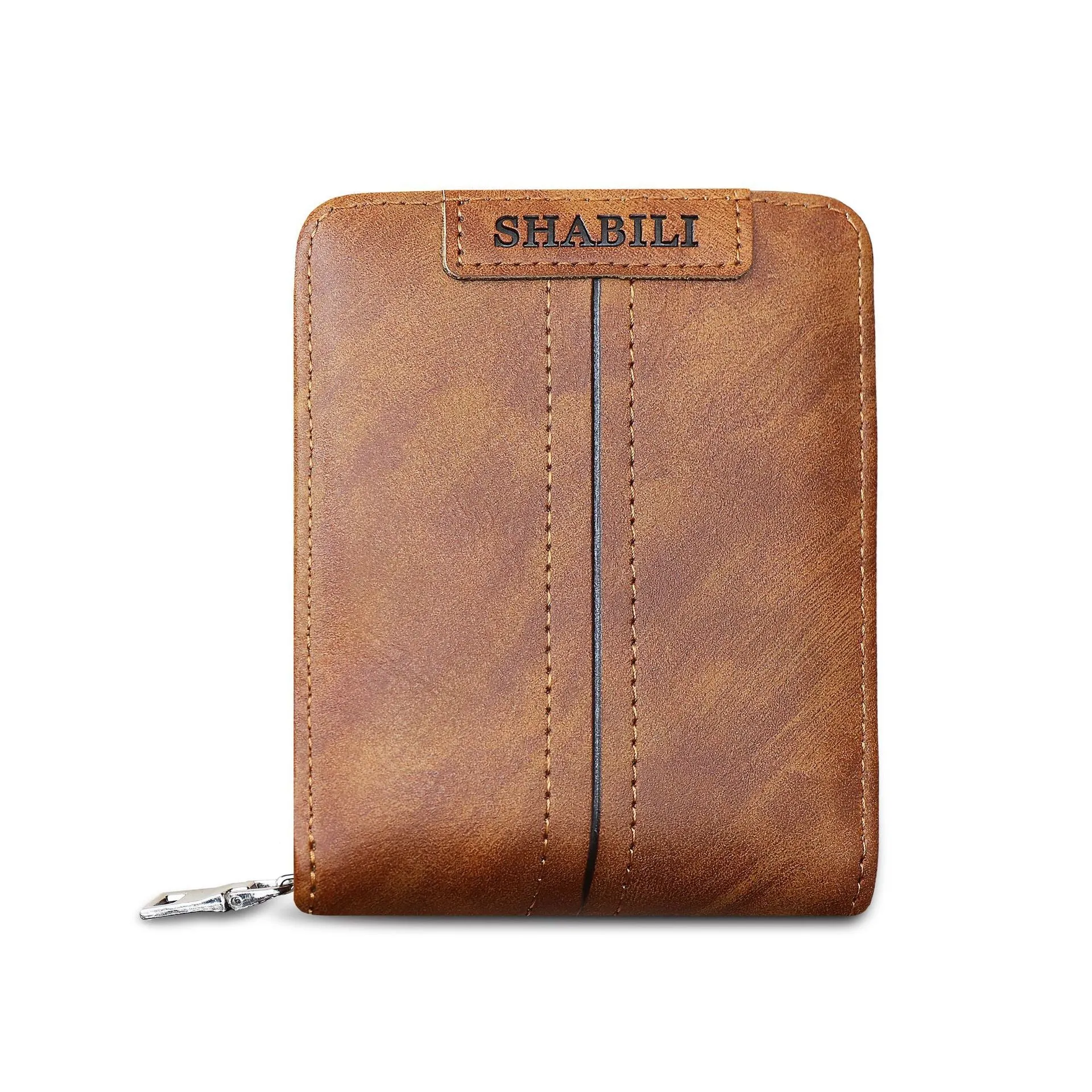 Fashion large capacity horizontal PU leather zipper wallet in deep coffee colour with multiple compartments
