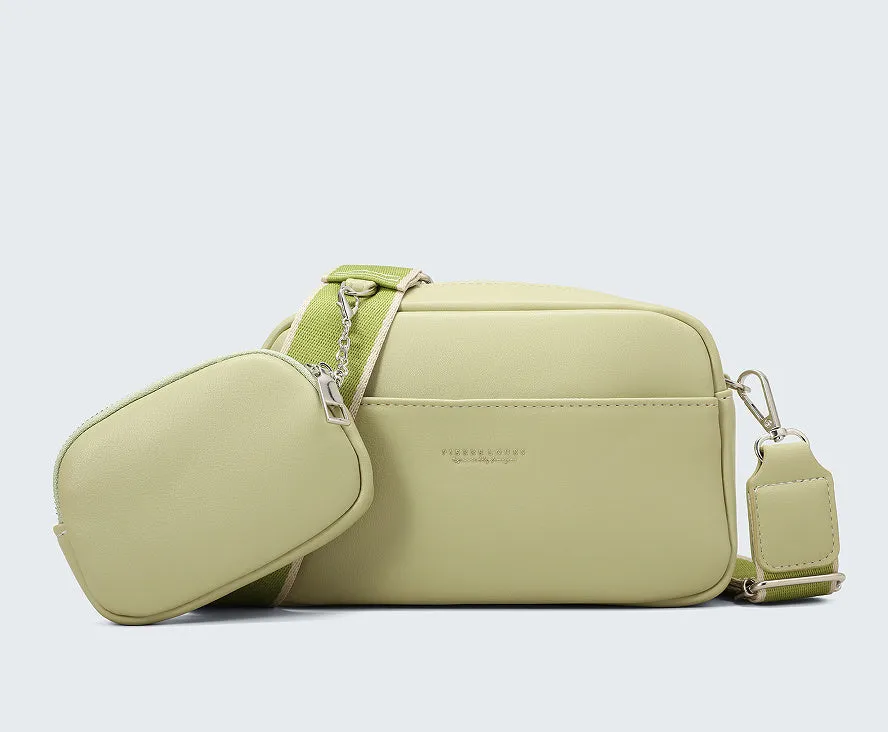 Women's simple PU shoulder messenger bag in apricot with woven and letter details, 21.5x7.5x14.5cm