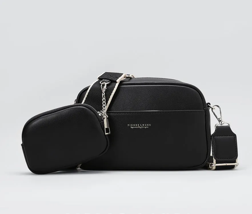 Women's simple PU shoulder messenger bag in apricot with woven and letter details, 21.5x7.5x14.5cm