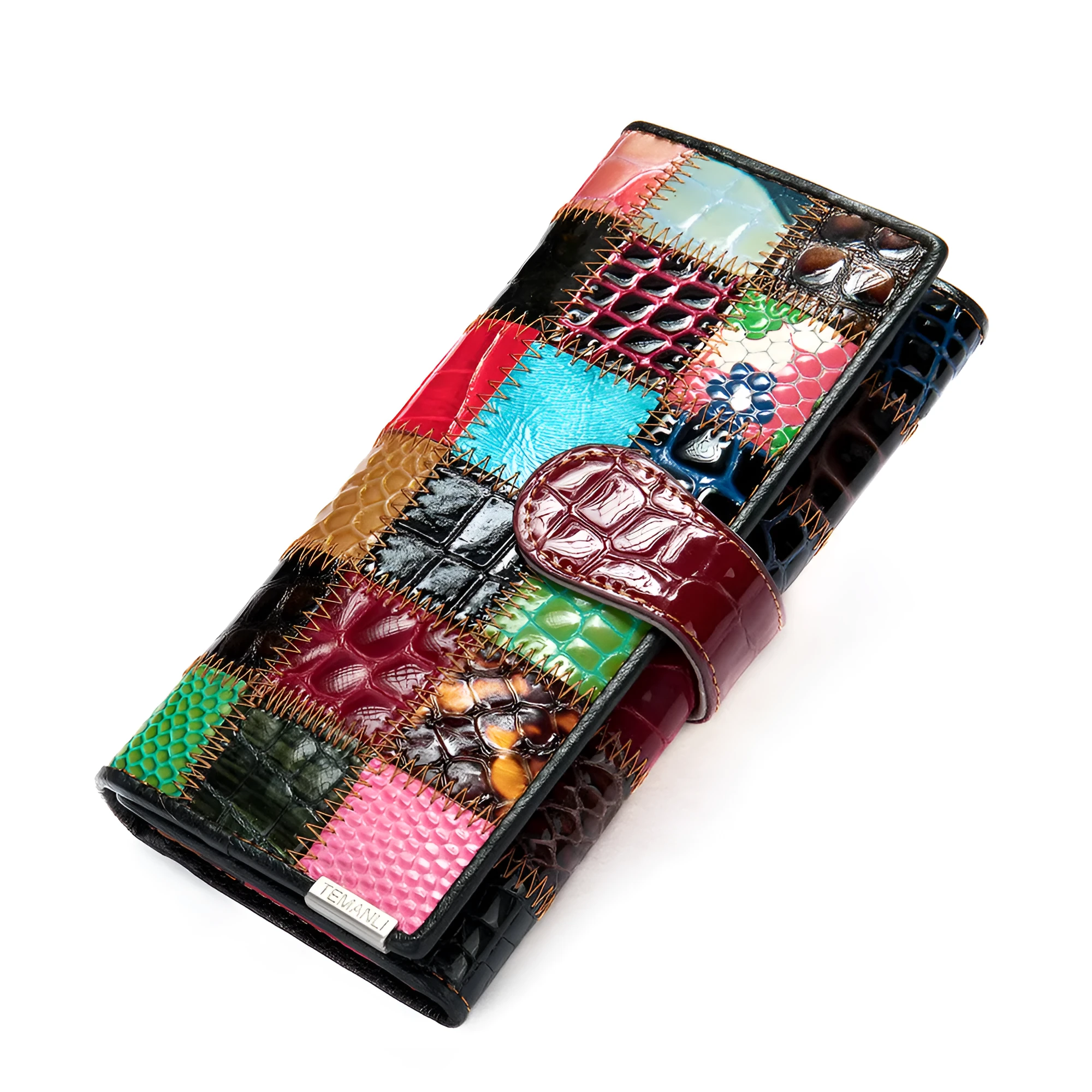 WESTAL retro vertical square soft woman wallet with colourful pattern