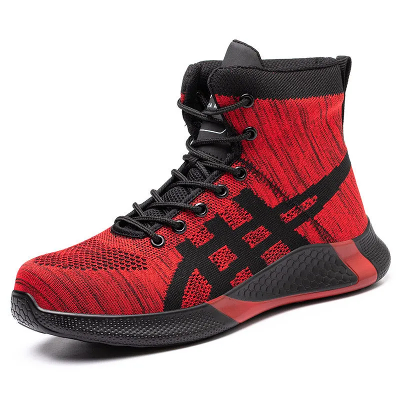Winter plush lace-up safety boots for men with steel toe and warm lining