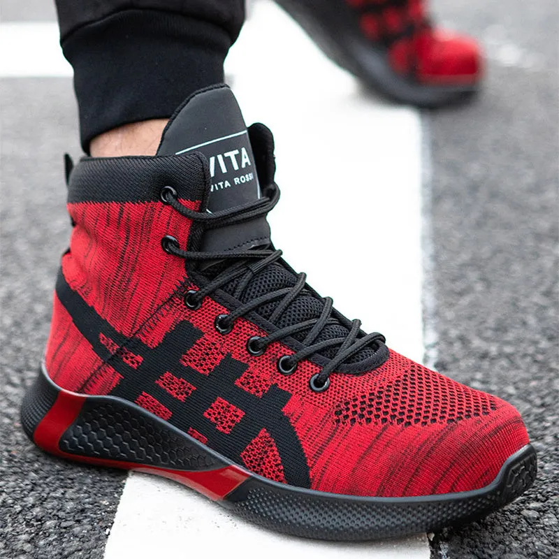 Winter plush lace-up safety boots for men with steel toe and warm lining