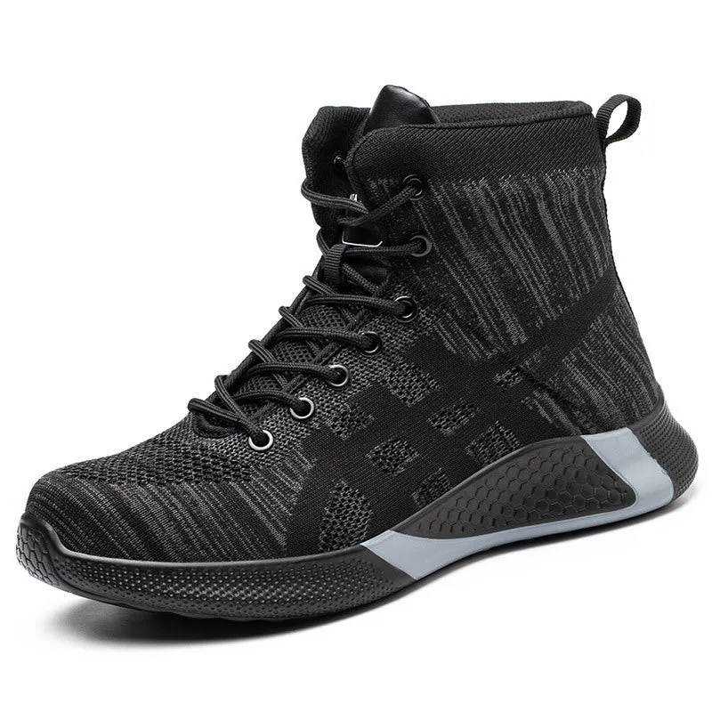 Winter plush lace-up safety boots for men with steel toe and warm lining