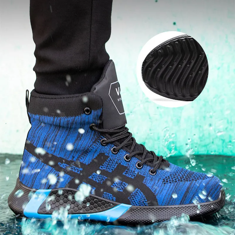 Winter plush lace-up safety boots for men with steel toe and warm lining