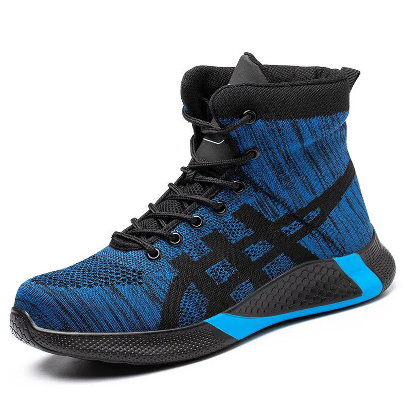 Winter plush lace-up safety boots for men with steel toe and warm lining