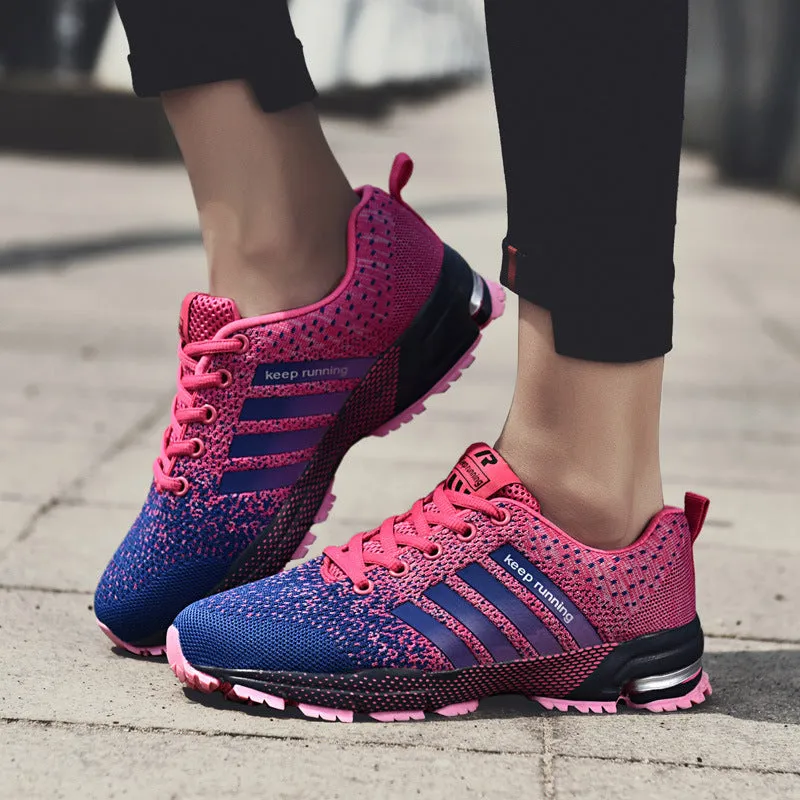 Men's sports casual shoes with fly woven upper and ventilation technology on hard ground