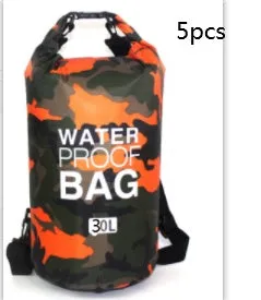 Outdoor waterproof camouflage polyester double shoulder backpack in green, with roll-top closure and foldable design