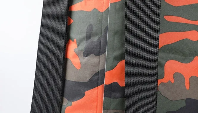 Outdoor waterproof camouflage polyester double shoulder backpack in green, with roll-top closure and foldable design