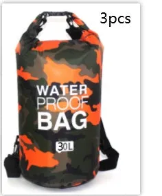 Outdoor waterproof camouflage polyester double shoulder backpack in green, with roll-top closure and foldable design