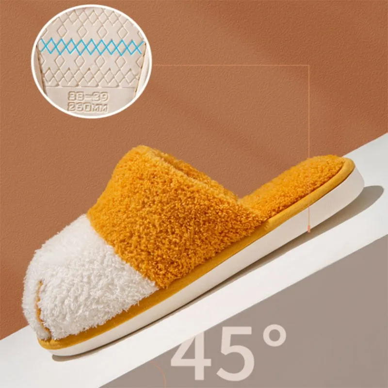 Paw slippers autumn winter home shoes women kawaii furry slides indoor floor bedroom couple slipper warm flats