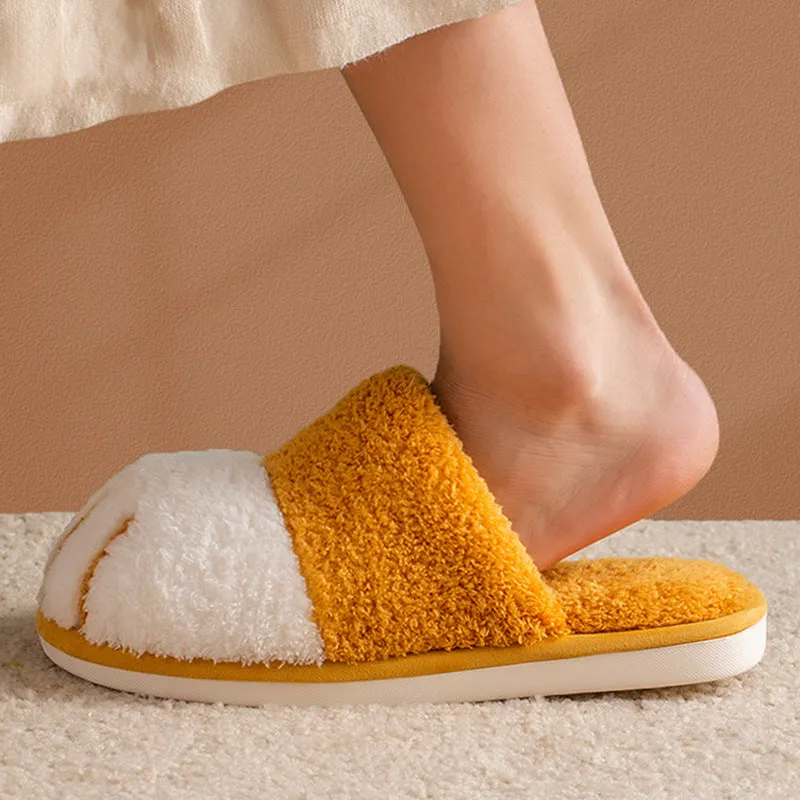 Paw slippers autumn winter home shoes women kawaii furry slides indoor floor bedroom couple slipper warm flats
