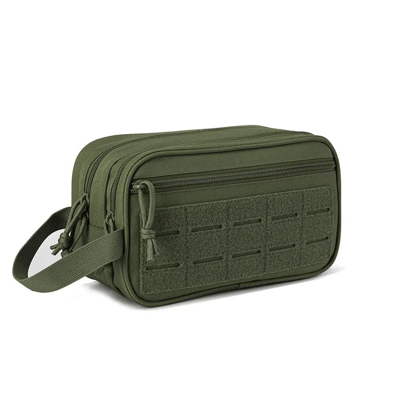 Men's Oxford cloth travel cosmetic bag in solid colour with dry-wet separation, 11x15x26cm