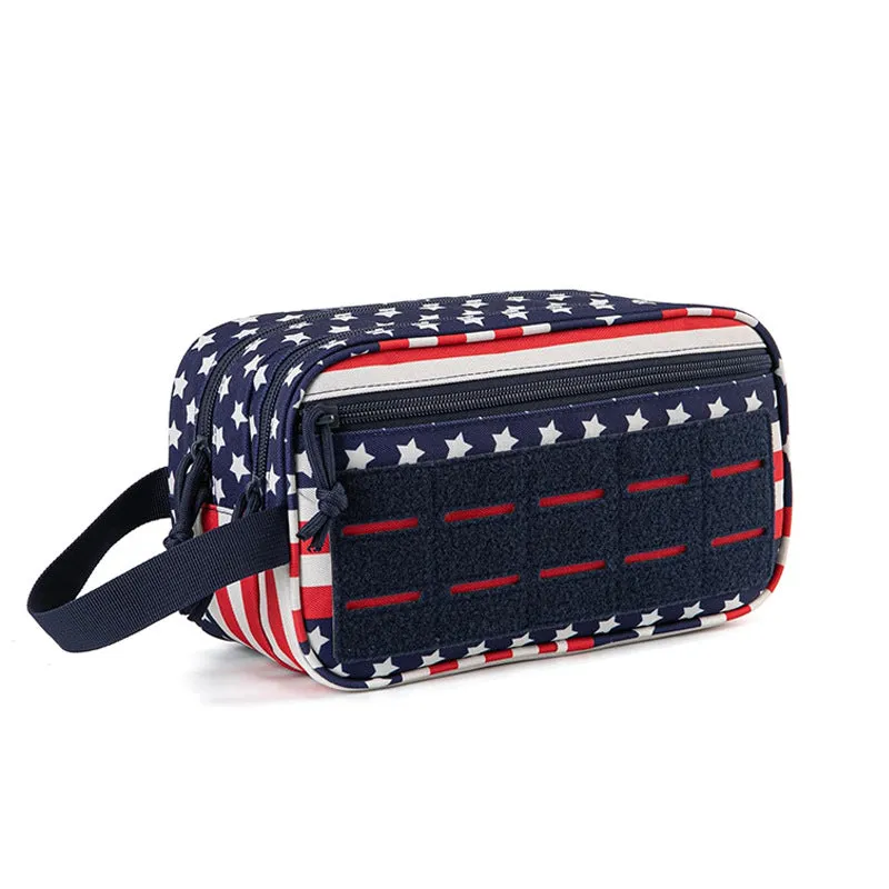 Men's Oxford cloth travel cosmetic bag in solid colour with dry-wet separation, 11x15x26cm