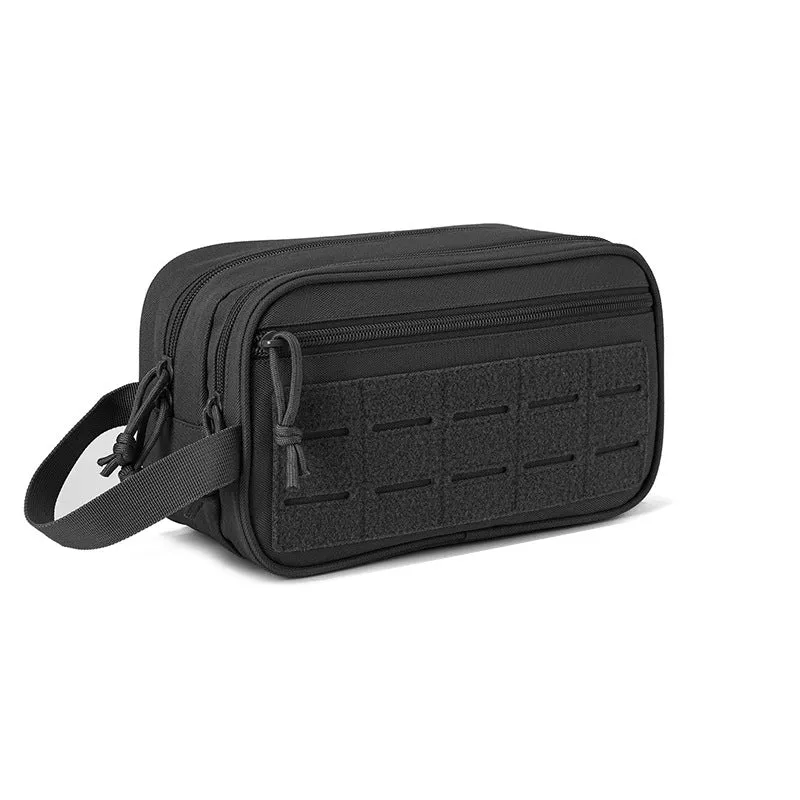 Men's Oxford cloth travel cosmetic bag in solid colour with dry-wet separation, 11x15x26cm