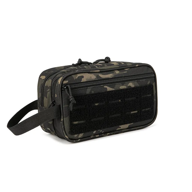 Men's Oxford cloth travel cosmetic bag in solid colour with dry-wet separation, 11x15x26cm