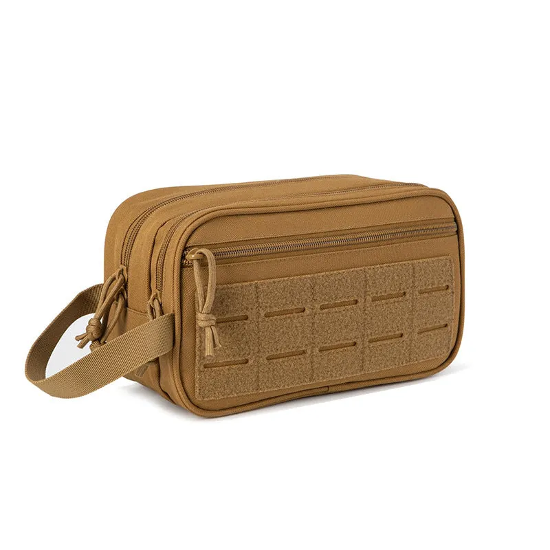 Men's Oxford cloth travel cosmetic bag in solid colour with dry-wet separation, 11x15x26cm