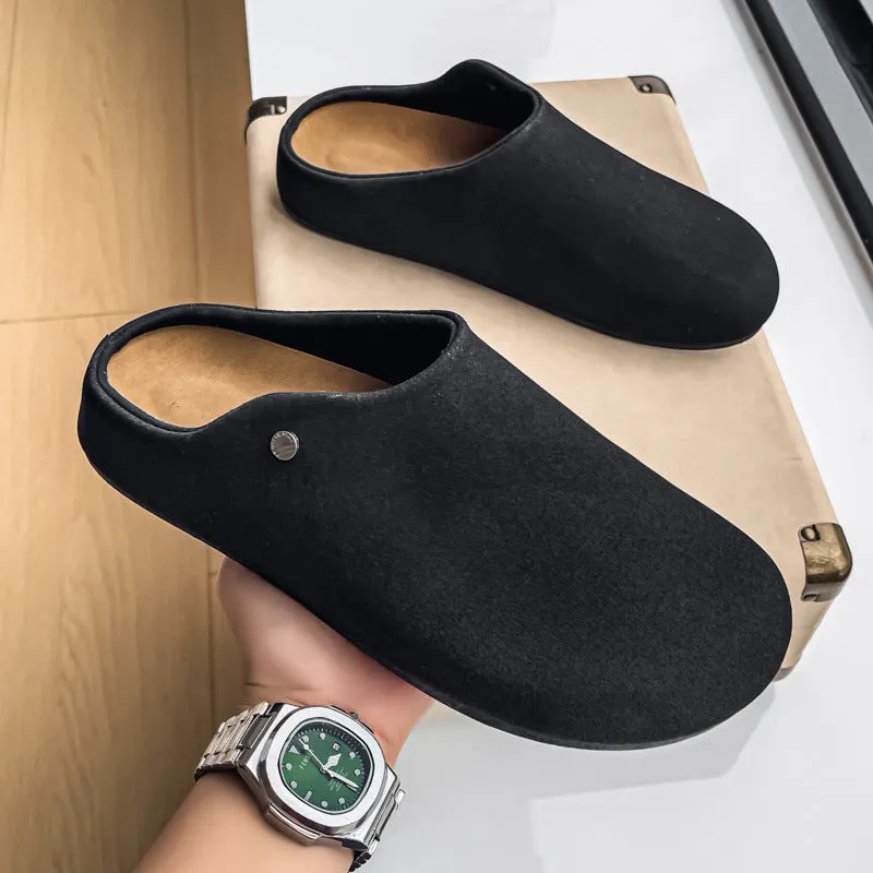 Fashion Soft Bottom Retro Slip-on Thick Bottom Loafer in black, side view, matte upper and rubber sole