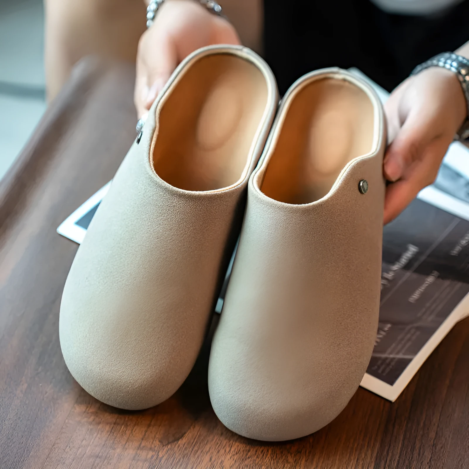 Fashion Soft Bottom Retro Slip-on Thick Bottom Loafer in black, side view, matte upper and rubber sole