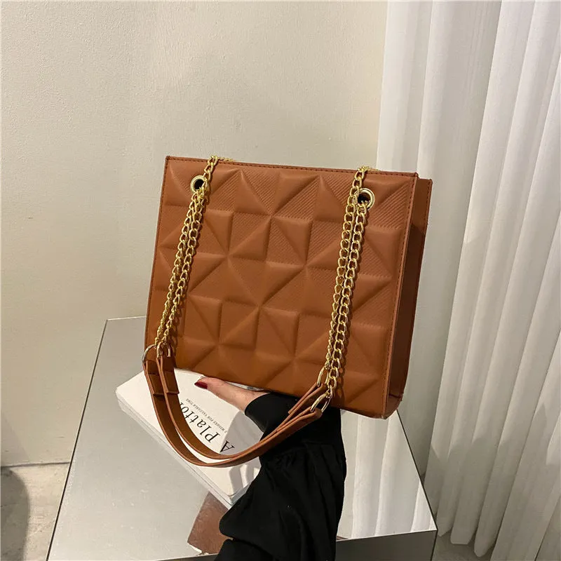 Women's PU leather shoulder messenger bag with plaid rhombus design, horizontal square shape, open pocket, mobile phone compartment