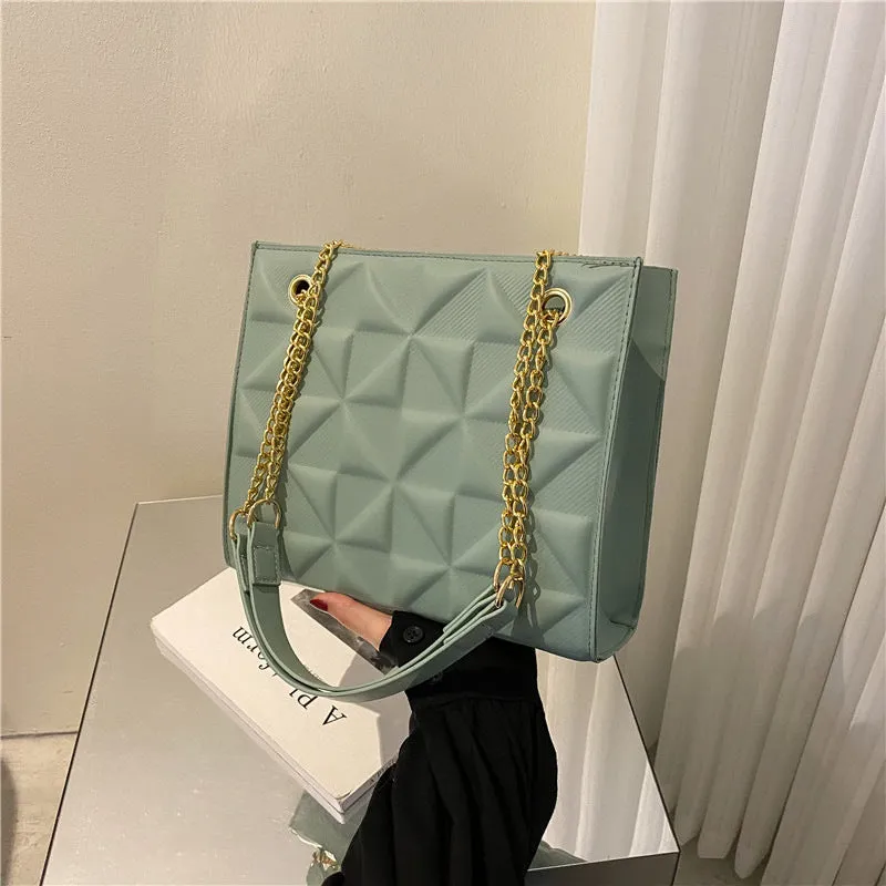 Women's PU leather shoulder messenger bag with plaid rhombus design, horizontal square shape, open pocket, mobile phone compartment