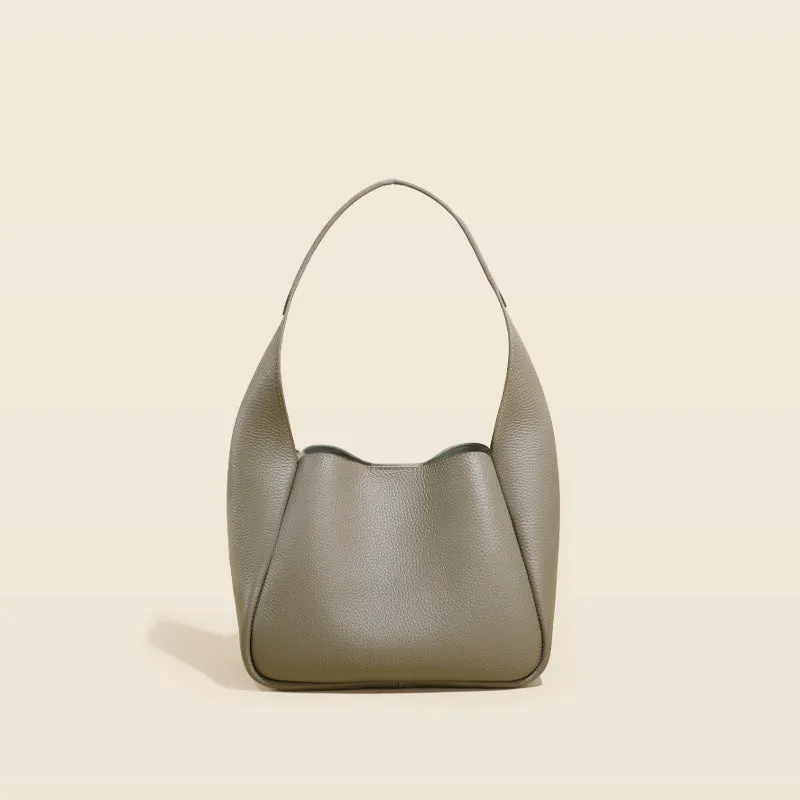 Top layer cowhide genuine leather women's shoulder bag in camel colour, horizontal square shape with sewing thread detail