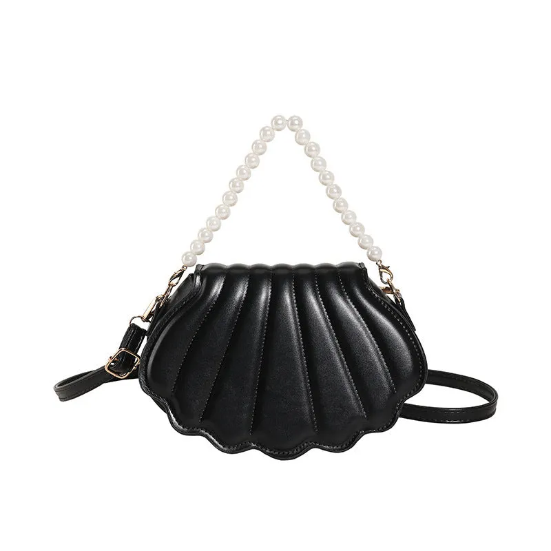 Women's simple messenger bag in PU shell shape with single shoulder strap, available in multiple colours