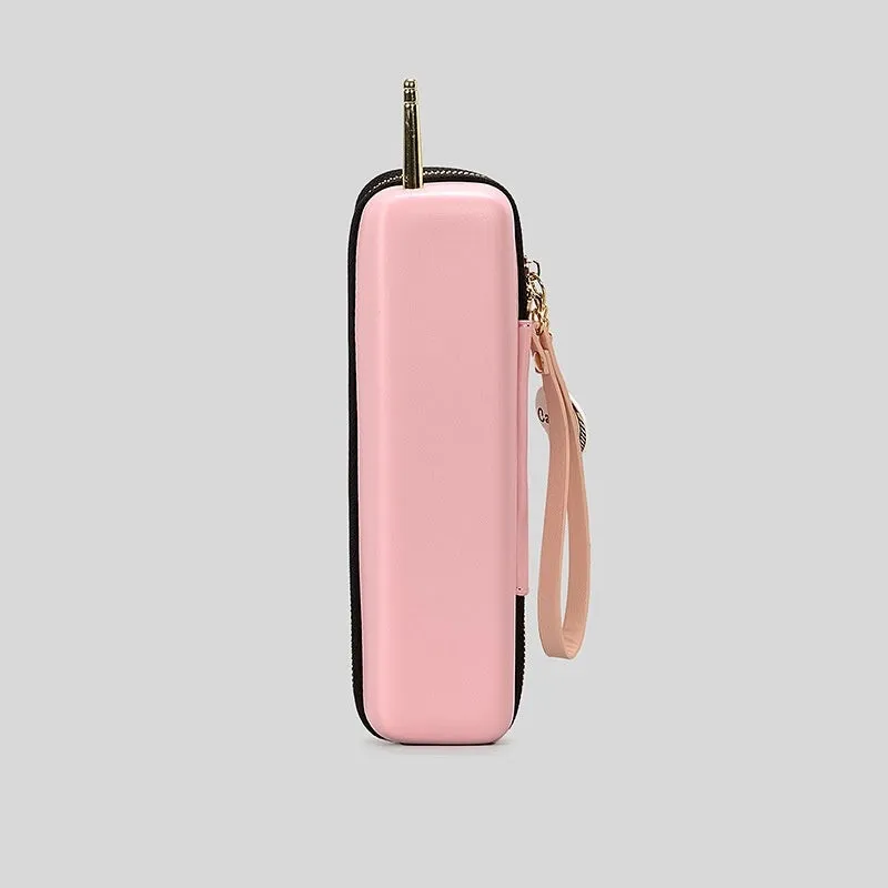 Phone-shaped PU handbag in black with contrast colour panels and slit pocket