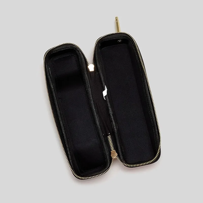 Phone-shaped PU handbag in black with contrast colour panels and slit pocket