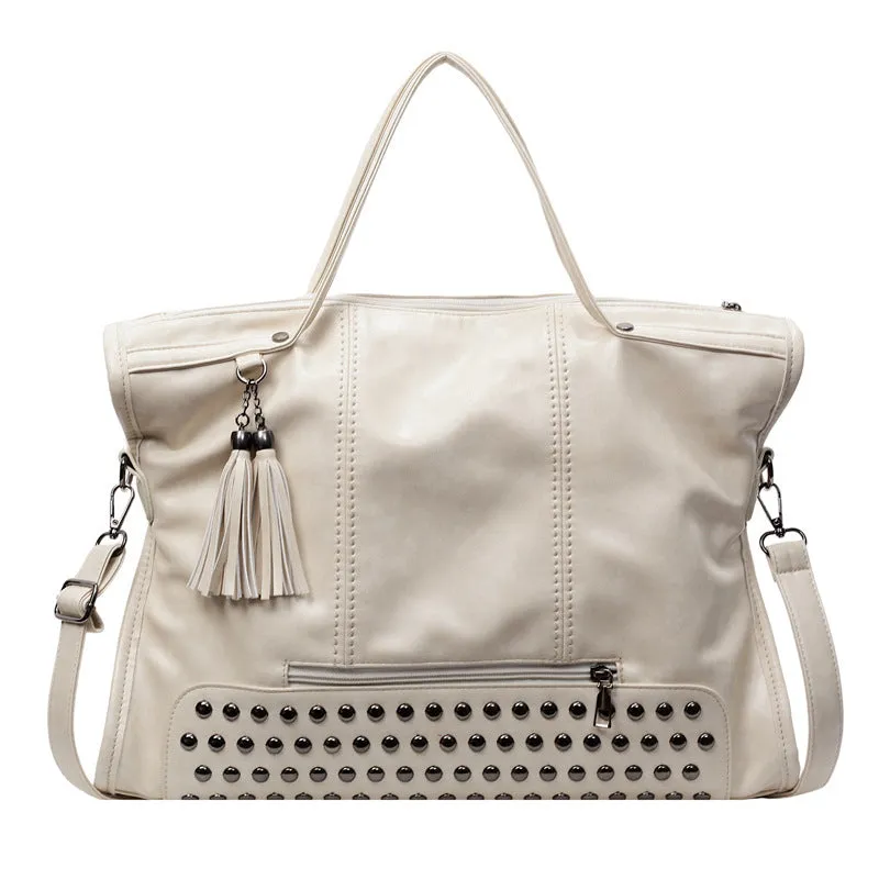 Women's messenger bag with rivet detail, large capacity, horizontal square shape, available in multiple colours
