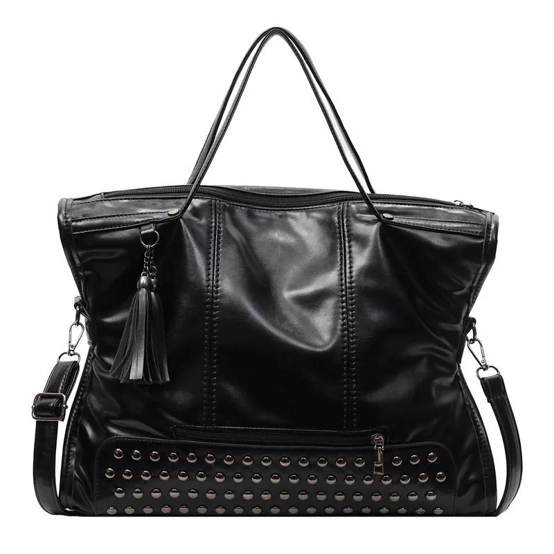 Women's messenger bag with rivet detail, large capacity, horizontal square shape, available in multiple colours