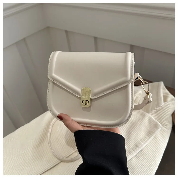 Soft PU leather messenger bag with clamshell opening in horizontal square shape
