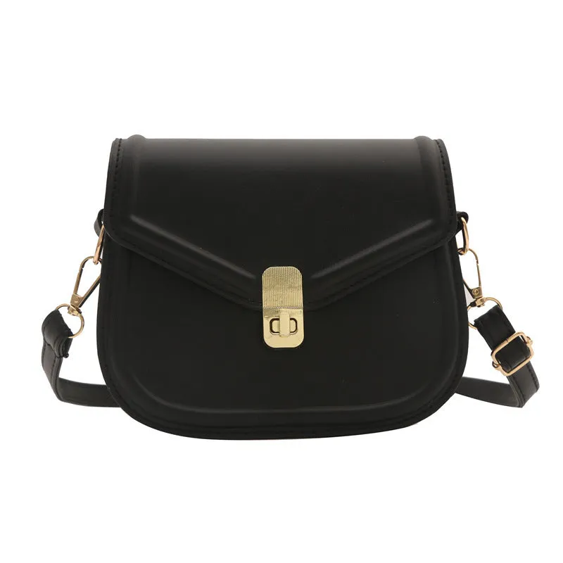 Soft PU leather messenger bag with clamshell opening in horizontal square shape