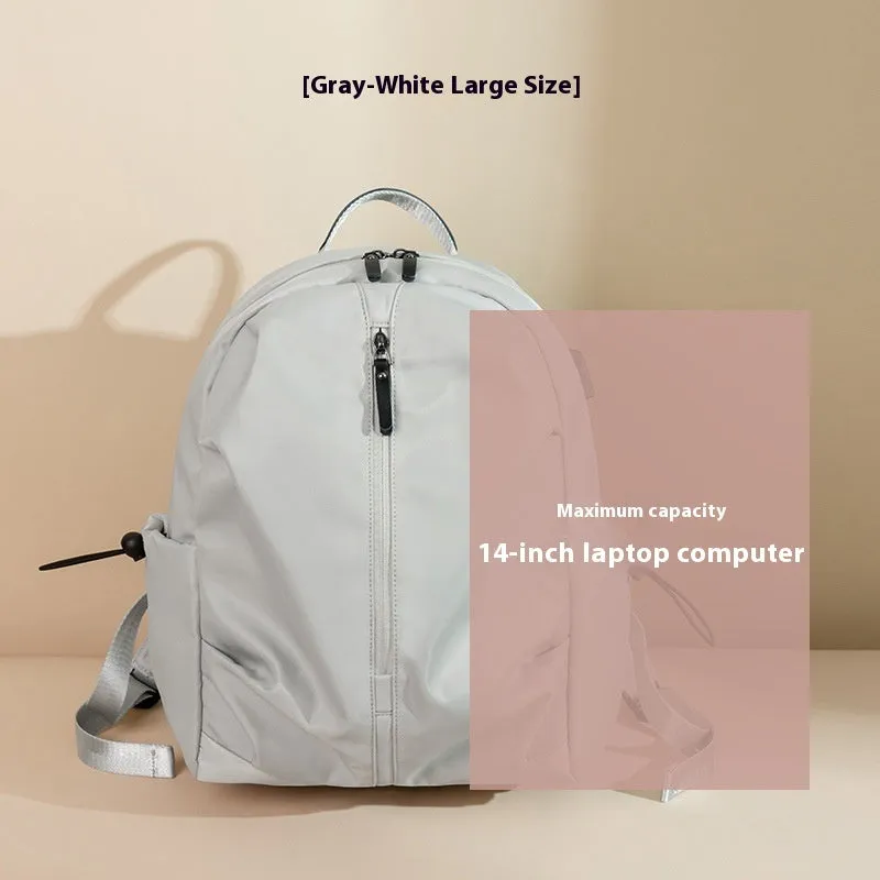 Women's Korean-style simple business travel backpack in dirty pink, Oxford cloth, with computer pocket, small A4 size