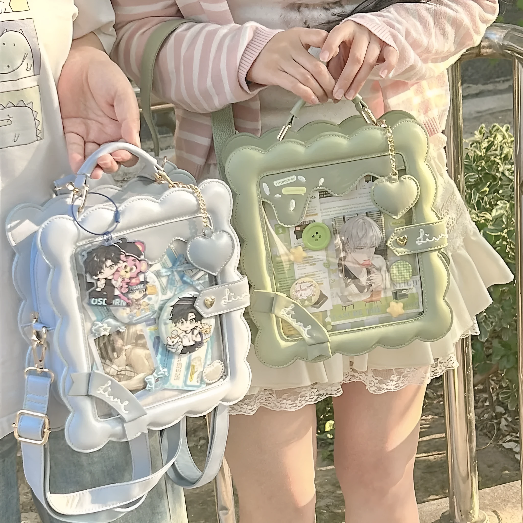 Cross-body PU bag in brown with bow detail, open pocket, and shoulder strap roll