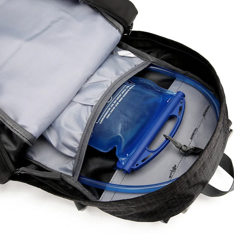 Outdoor hiking backpack nylon waterproof 20-35L unisex solid colour with air pillow belt
