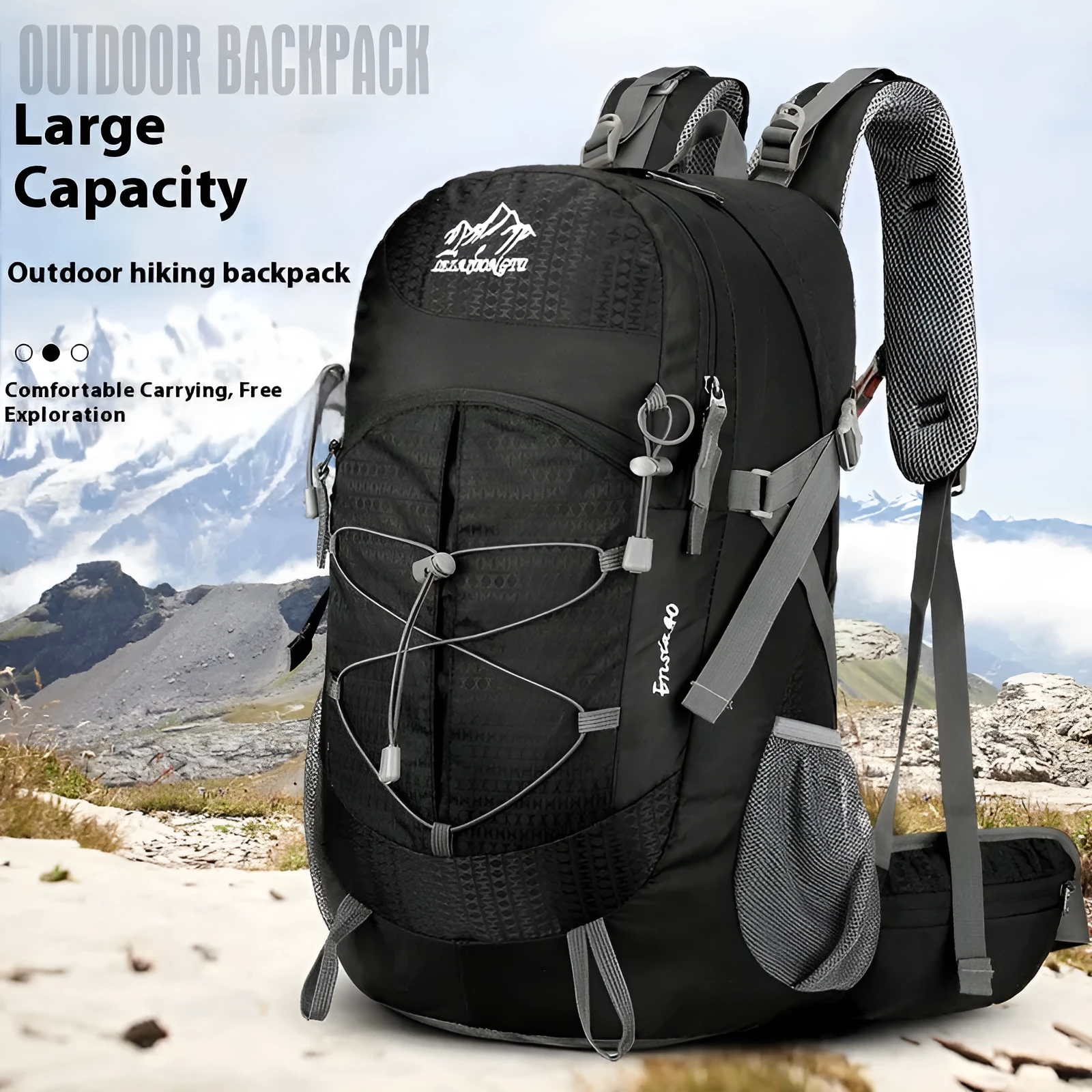Outdoor hiking backpack nylon waterproof 20-35L unisex solid colour with air pillow belt